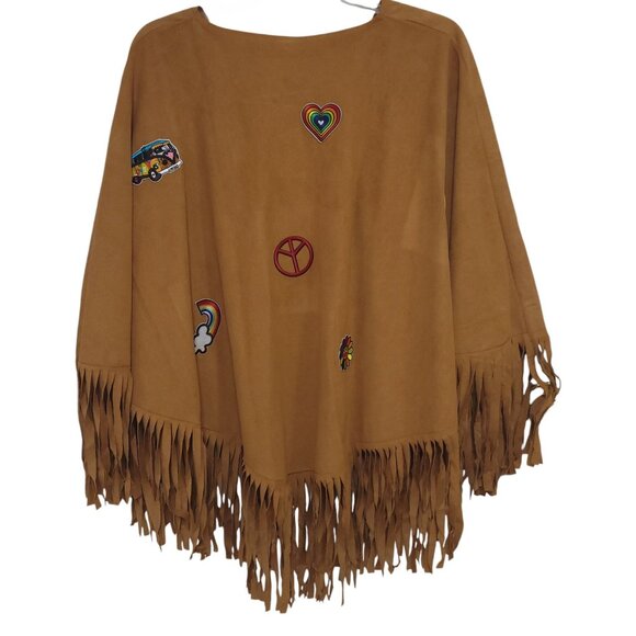 Spirit Adult Free Spirit Babe hippie Halloween costume poncho only - Picture 4 of 14